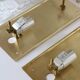 Pair of glass and brass wall lights by Carl Fagerlund for Orrefors, 1960.