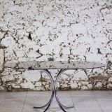 Oval dining table in chrome and smoked glass, 1970.
