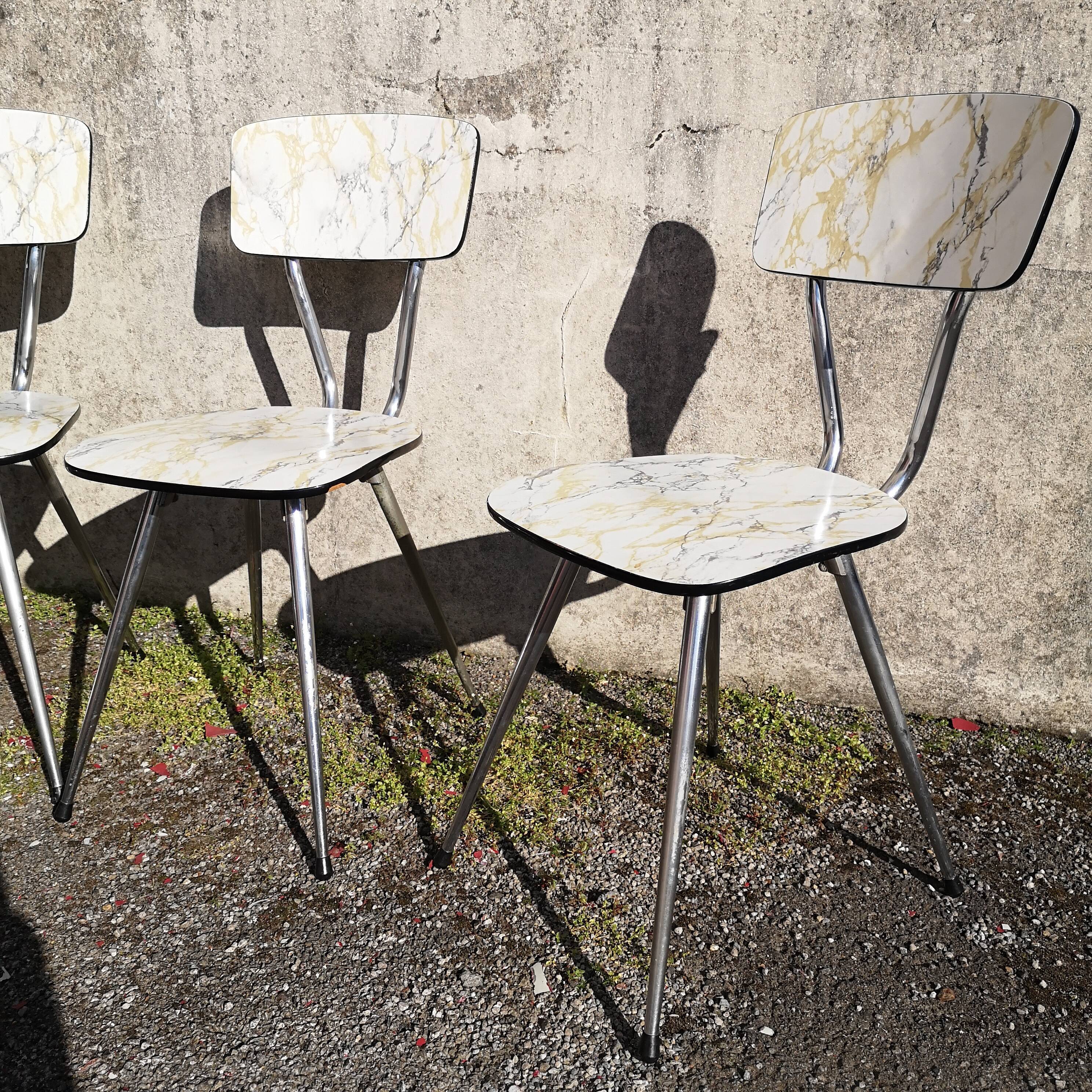 Série de 4 chaises formica de Roger Breton