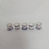 Diabolo egg cups Sarreguemines Poitou set of 5