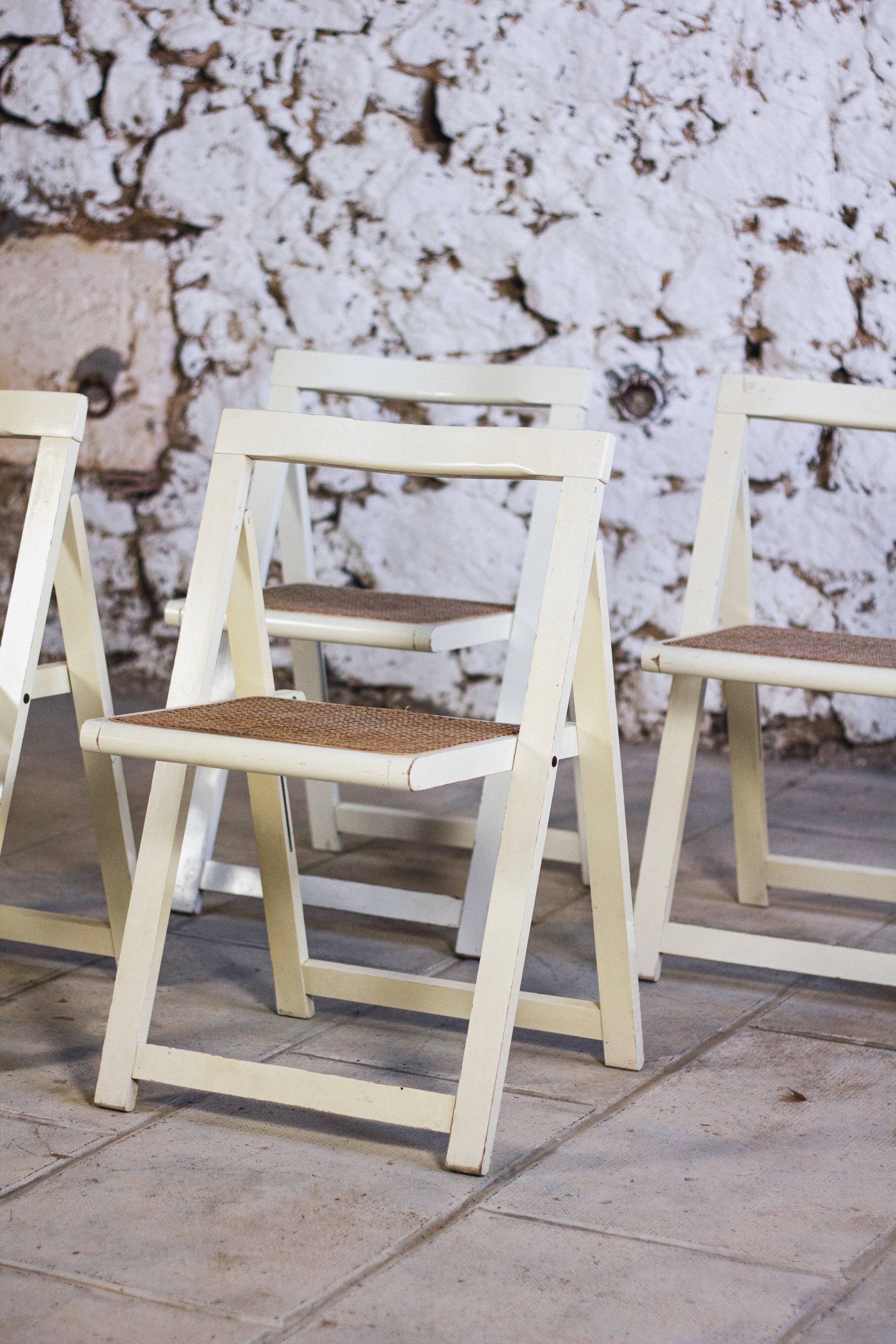 4 vintage folding cane chairs