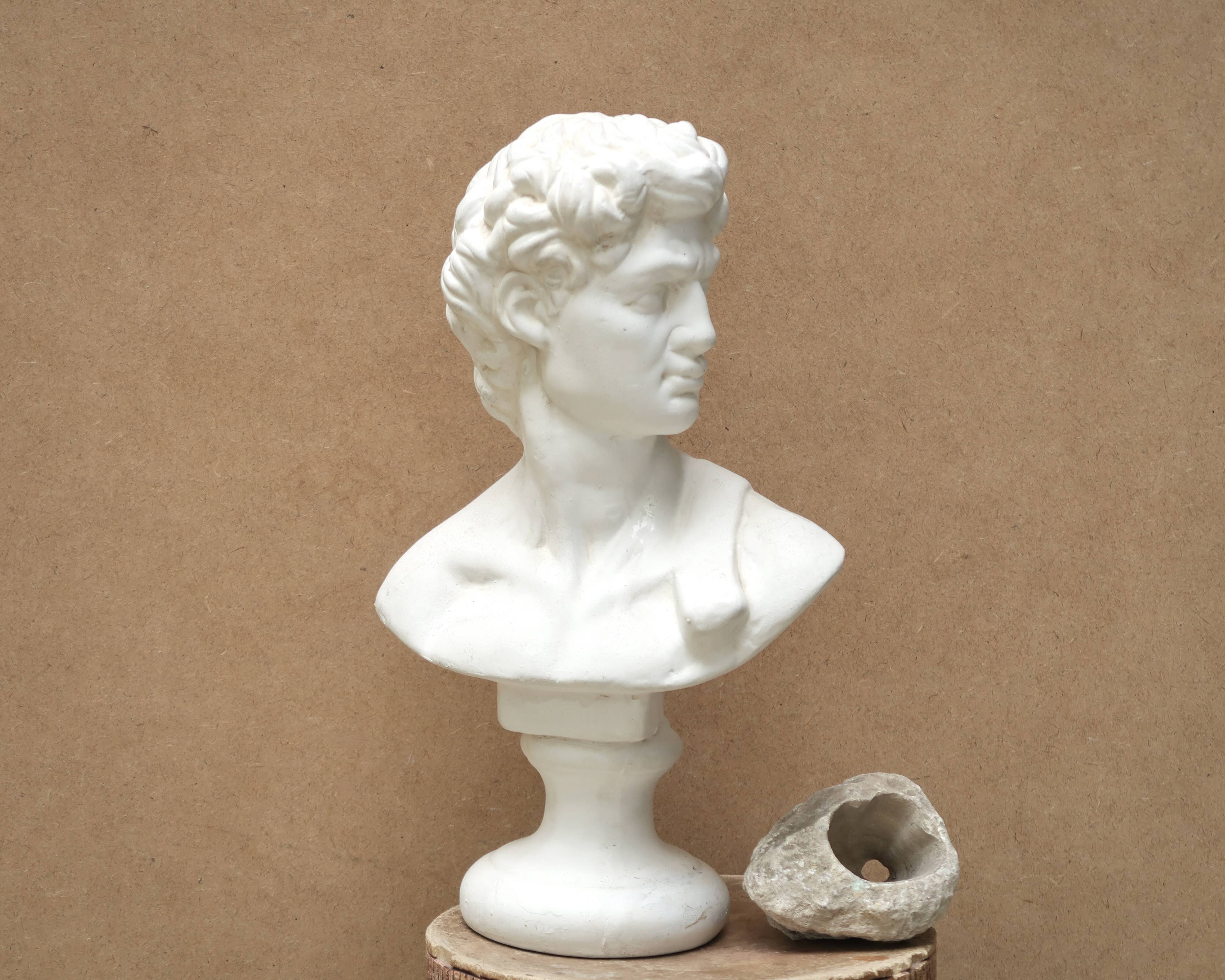Plaster bust of a man: David, 1980s