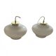 Paire de suspensions lustre abat jour en verre blanc 1950