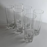Transparent crystal flower-shaped drinking glasses, vintage 1980s Italy, set of 6 for water and long drinks