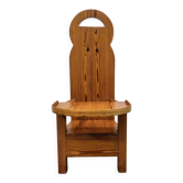 Chaise d'enfant vintage, brutaliste, en bois de pin des années 1970