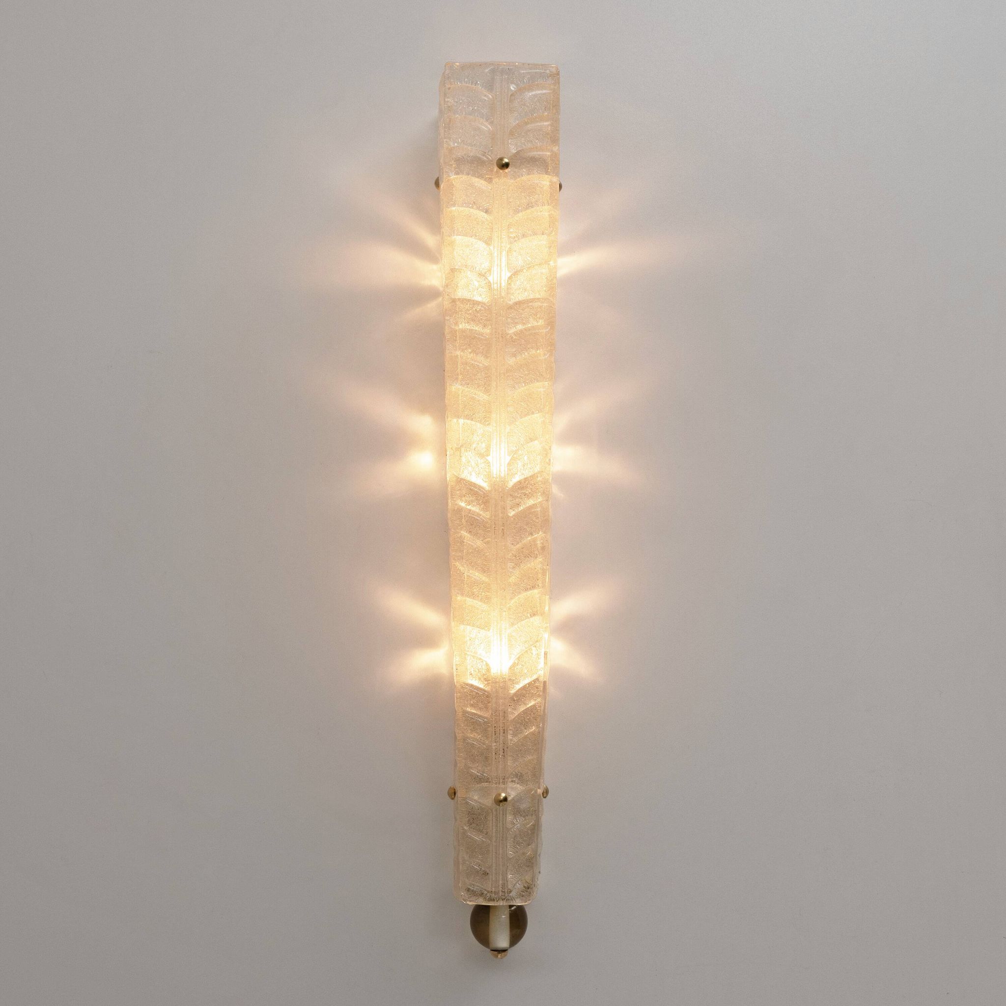 Pair of Art Deco Style Brass and Murano Glass Gold Graniglia Sconces