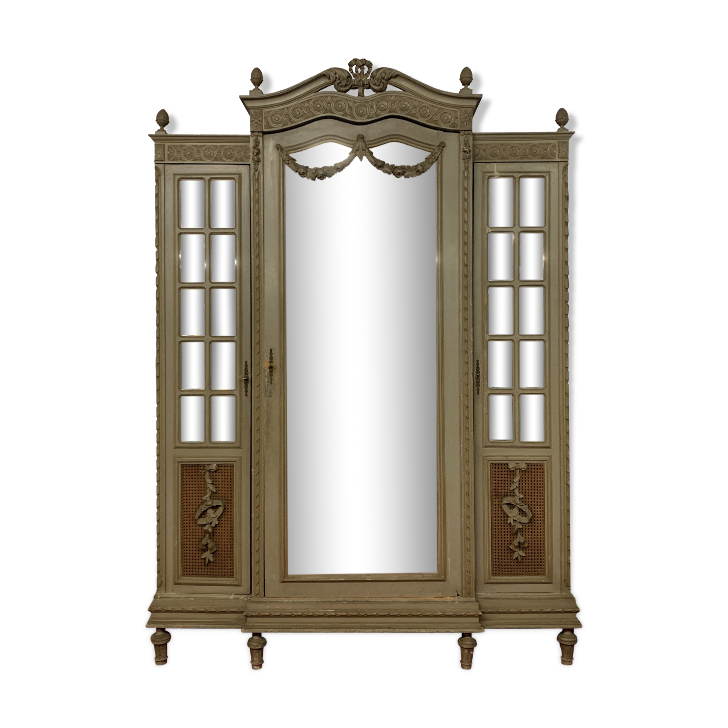 Cabinet Louis XVI jumped in lacquered wood and cane bottom around 1850