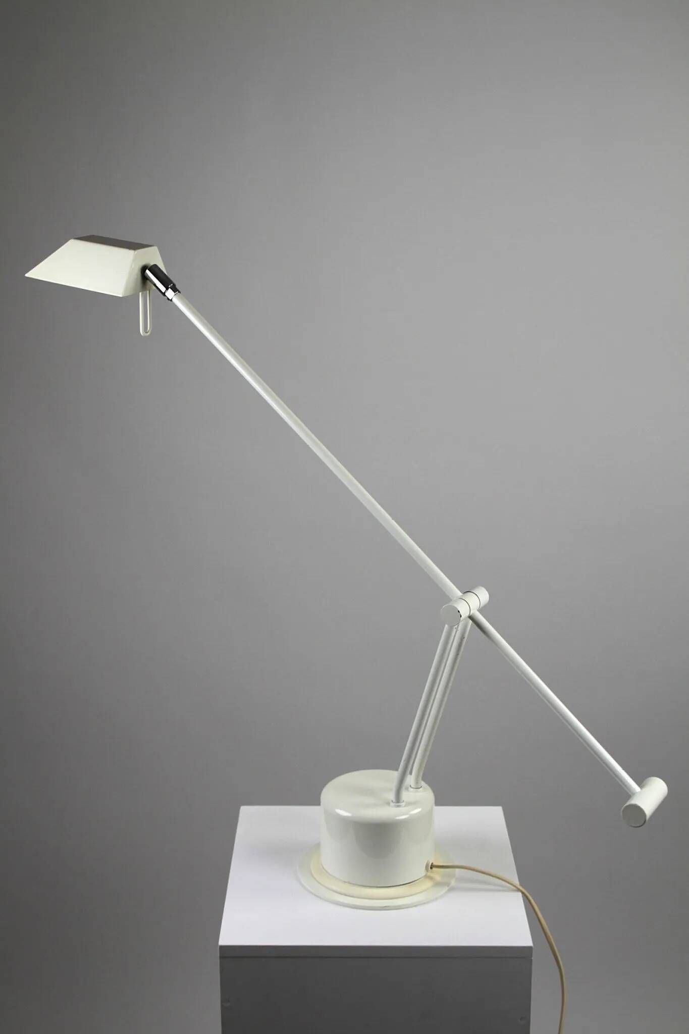 Minimalist White Adjustable Desk Lamp by Massive, Belgium — 1980s