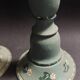 Paire de bougeoirs vintage en bois peint