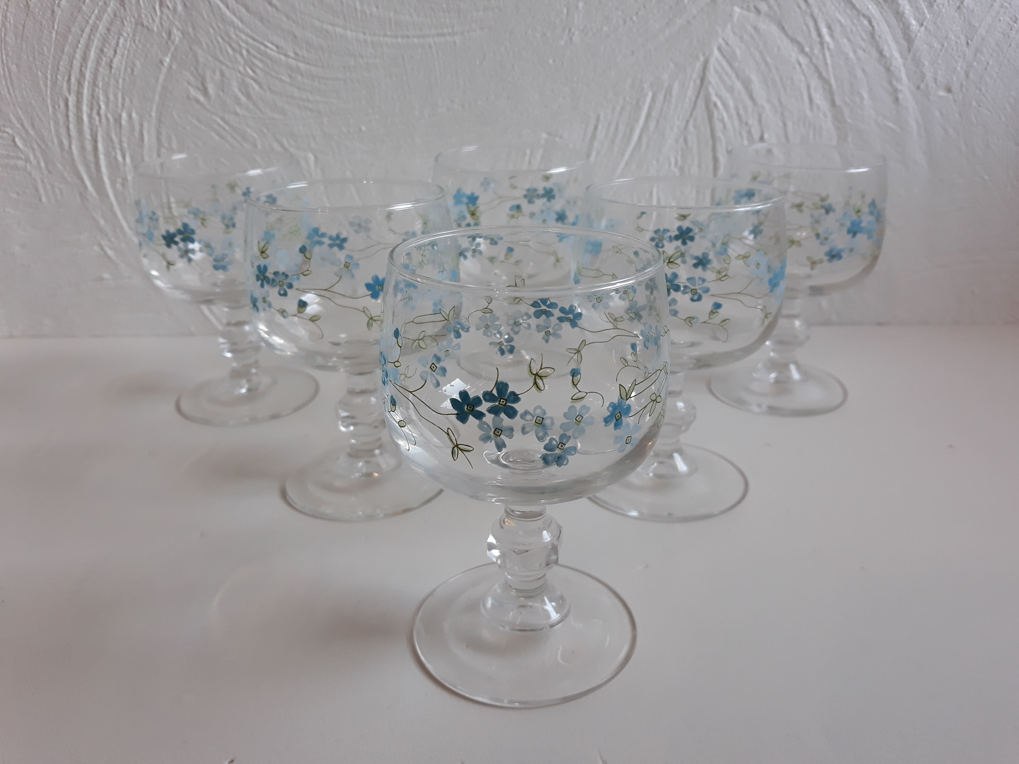 6 Verres myosotis