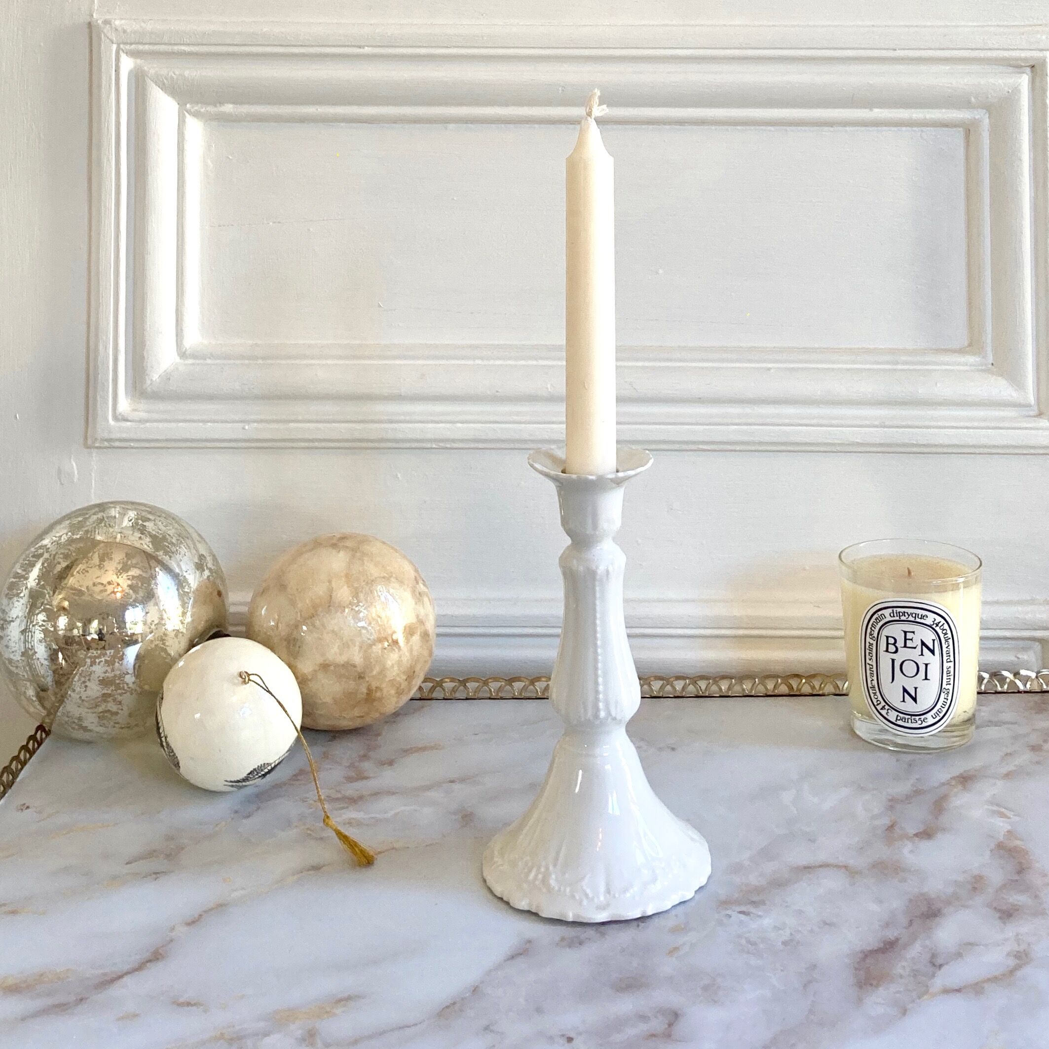 Antique porcelain candle holder