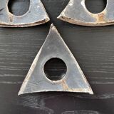 Set of 3 egg cups signed in raku