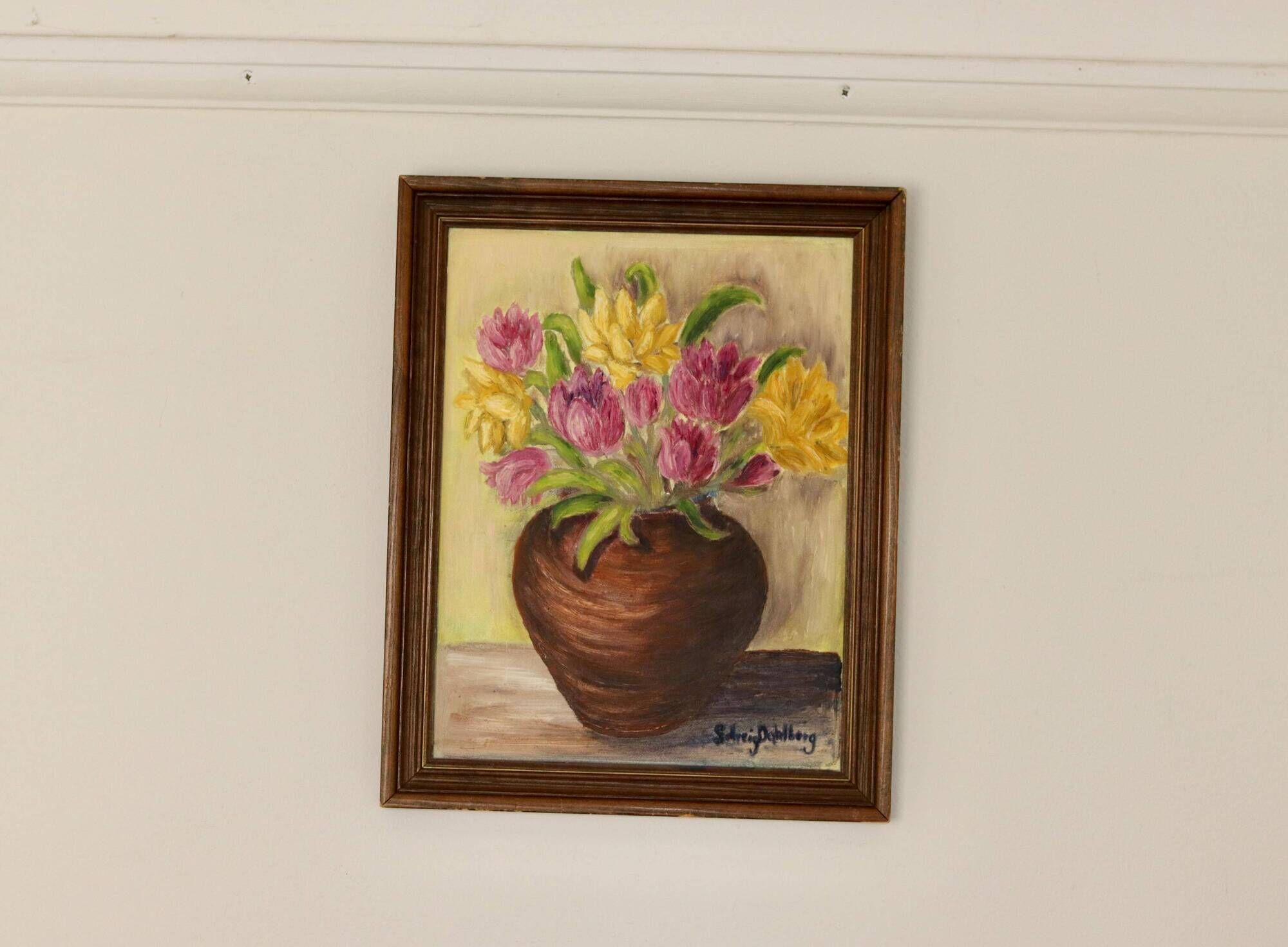 Original Swedish Mid-Century Oil on Panel " Still Life" by Solveig Dahlberg - Vintage & Framed