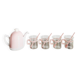Teapot and 4 bodums cups
