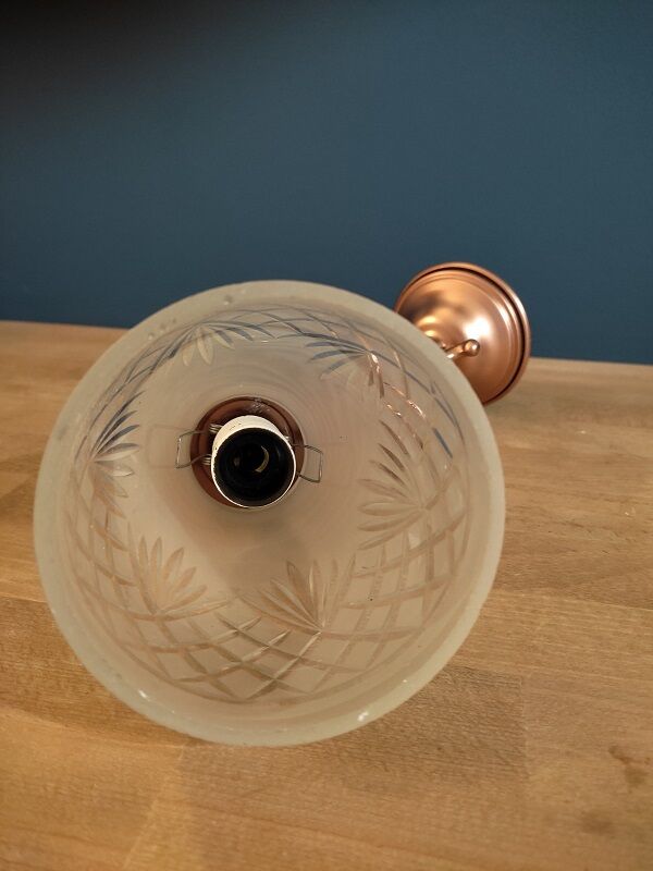 Wall lamp support metal copper globe frosted glass