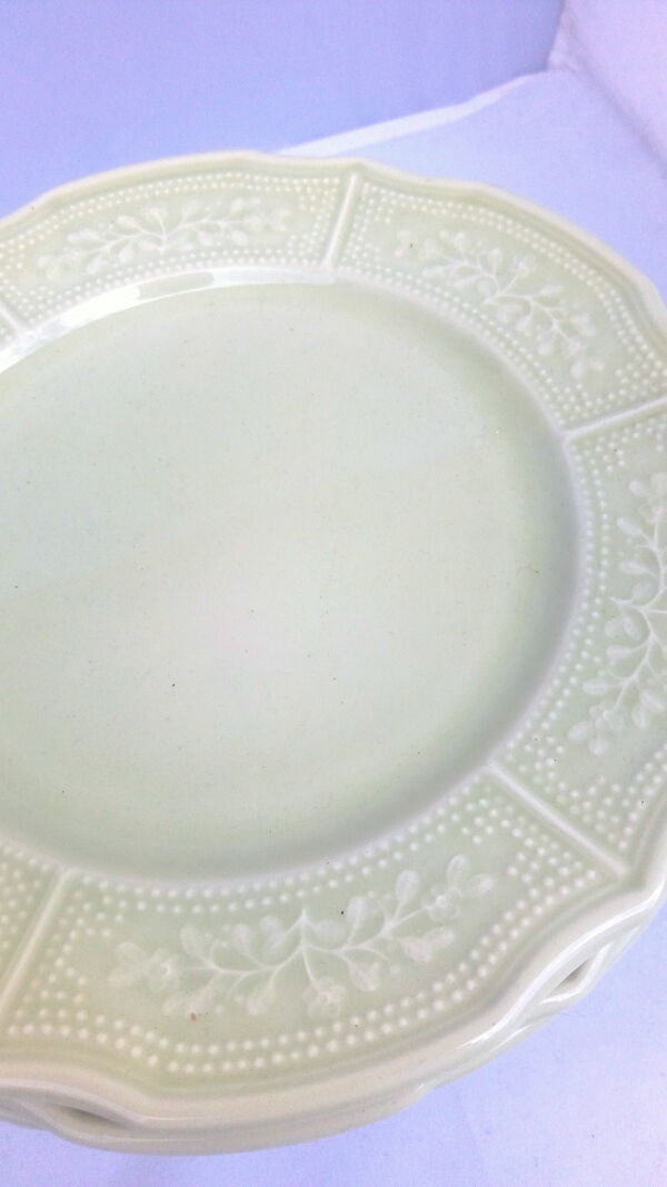 Lot de 10 assiettes à fleurs vert pâle