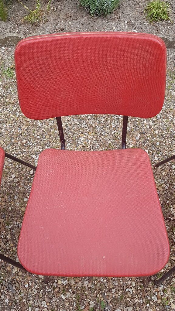 4 chairs metal skaï red, 1950