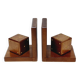 Pair of French Art Deco Wooden Bookends with Dice