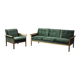 Vintage Mid-Century Modern Rosewood & Green Velour 3-Seater Sofa and Chair