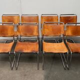 German vintage leather cantilever chairs S33 by Mart Stam for Thonet, set of 8