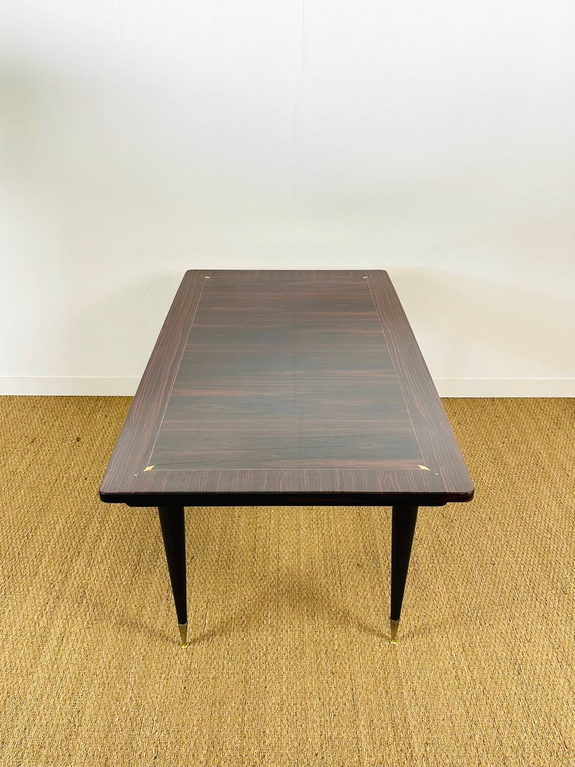 Table à manger Art déco en ébène de macassar, 1940