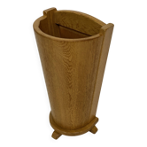 Porte-parapluie vintage en chêne, design de rangement minimaliste des années 60