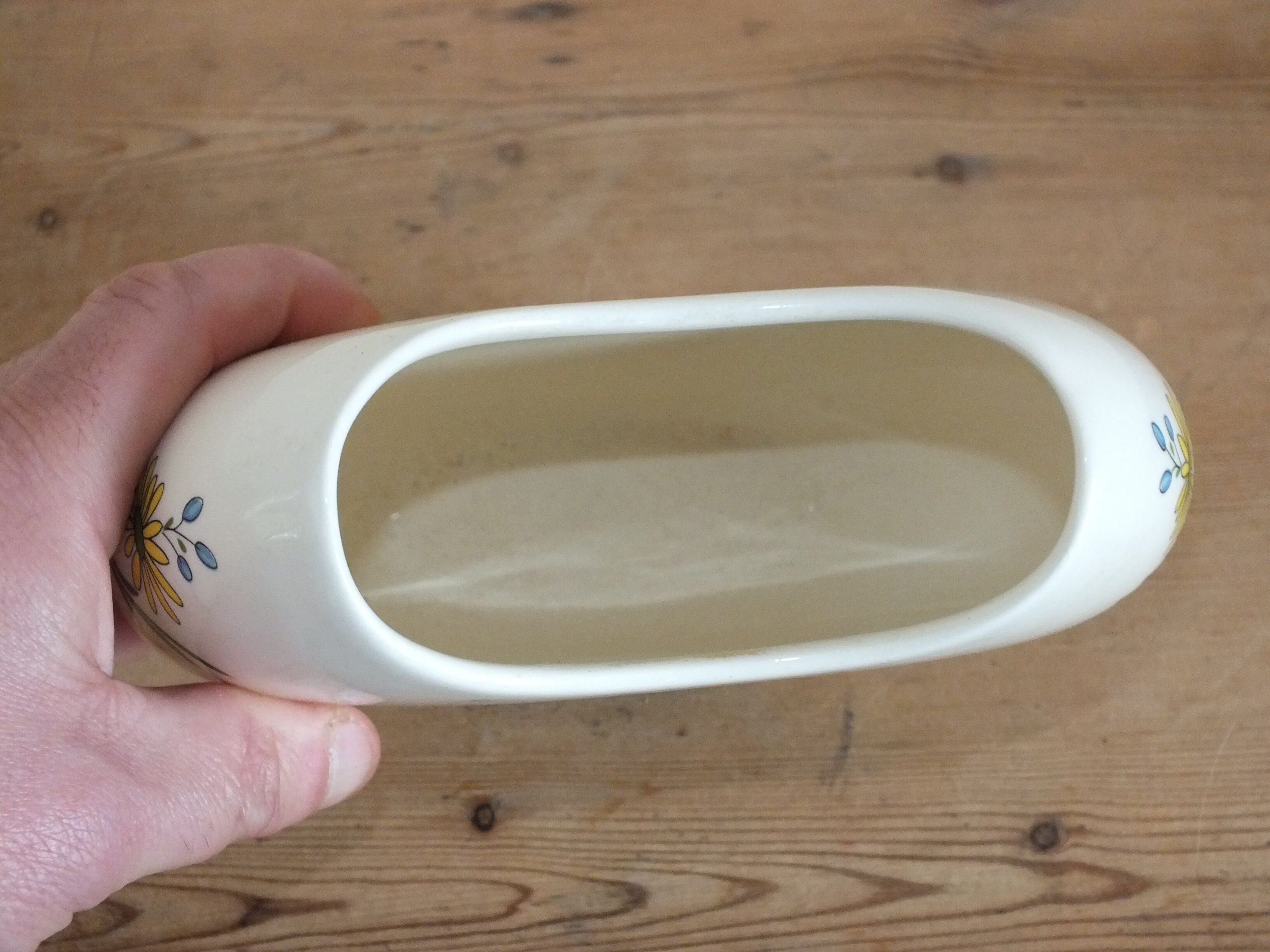 Half-moon vase Gien decoration Birds of Paradise