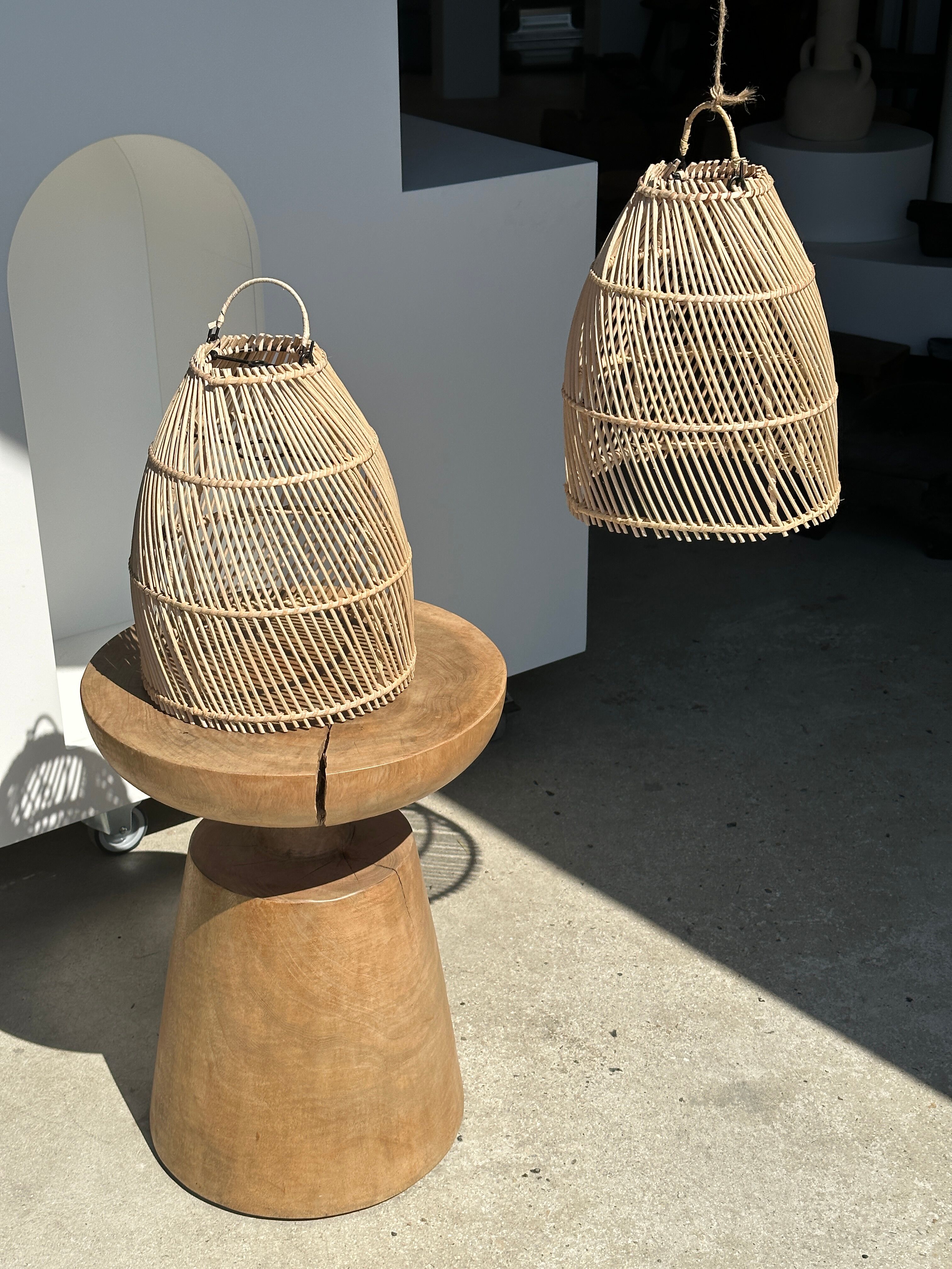 Suspension en rotin en forme de cloche d25 h28