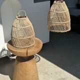 Rattan pendant lamp in the shape of bell D25 H28