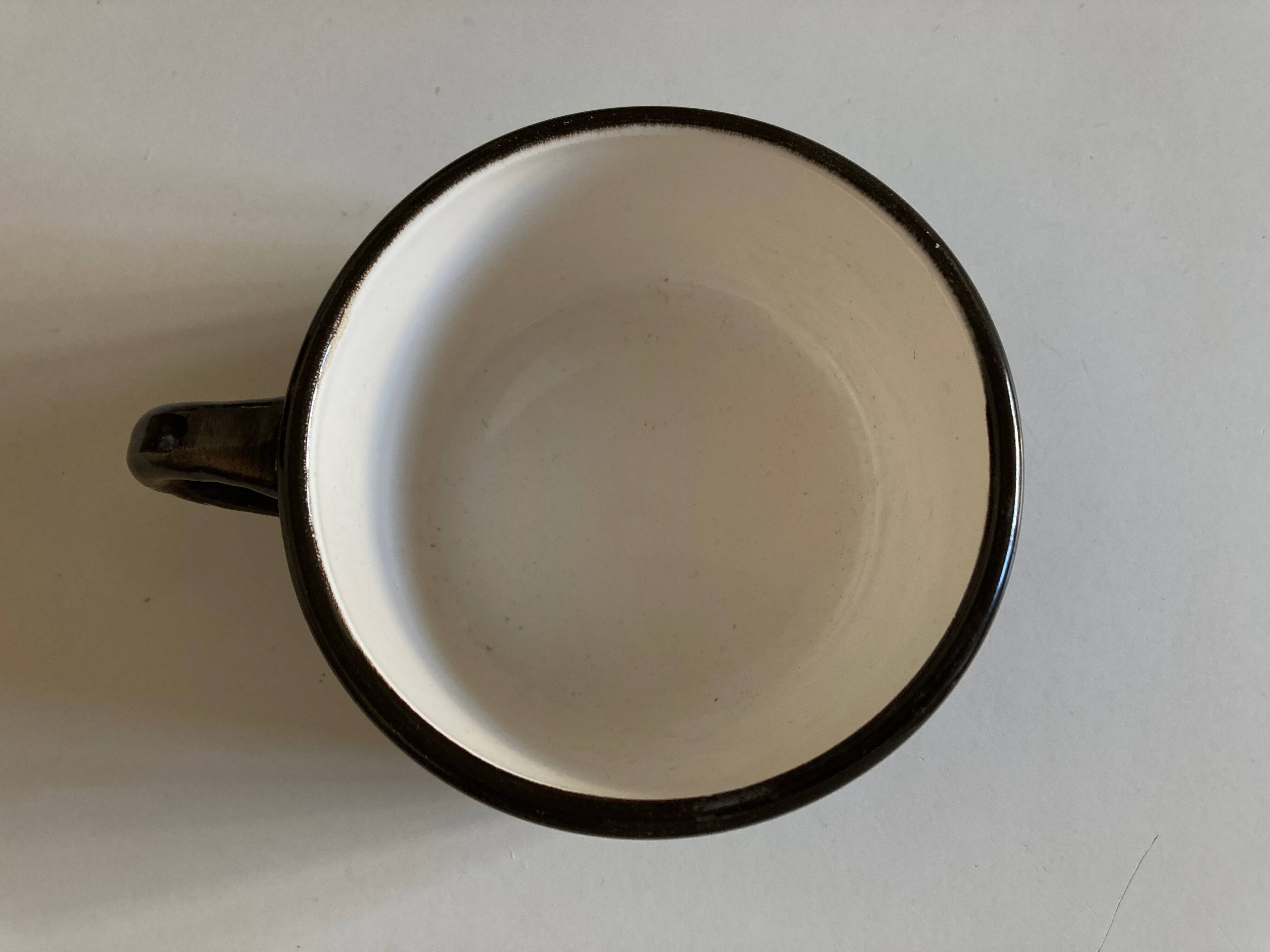 Set de 4 tasses déjeuner Salins décor bois 1970