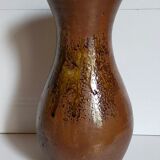 High potter's vase with flared neck with tachist enamel