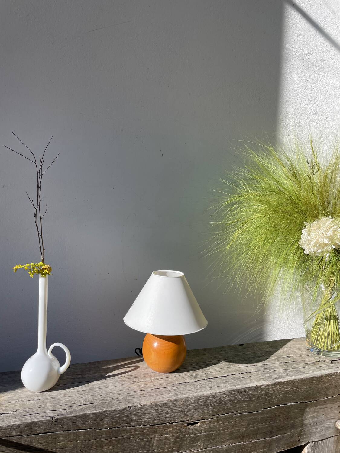 Turned wooden ball lamp 1990