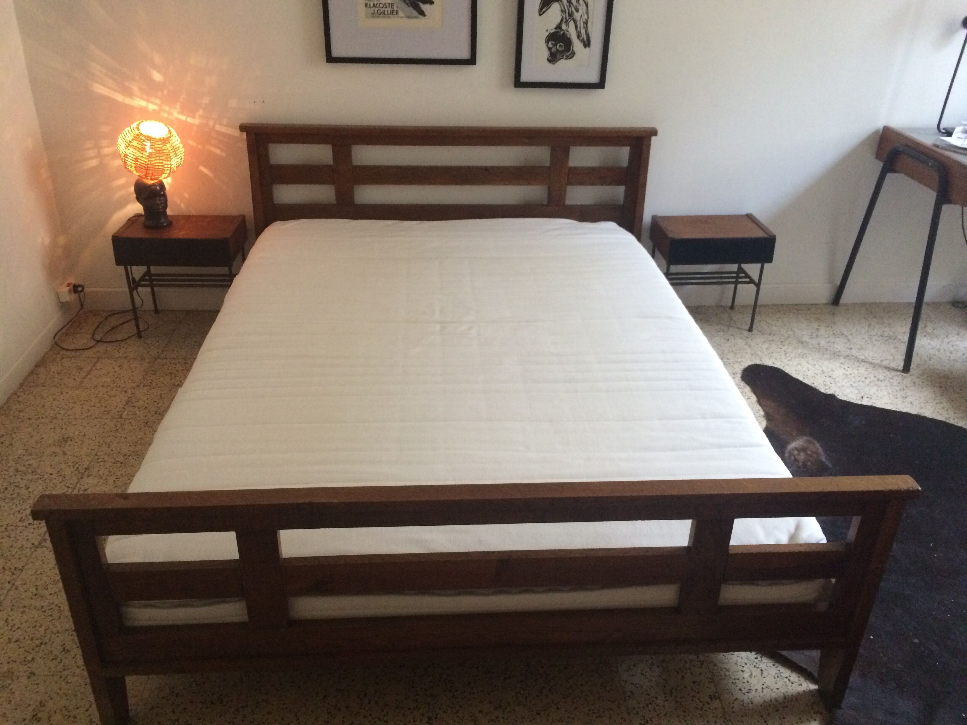 Oak bed by René Gabriel period Reconstruction