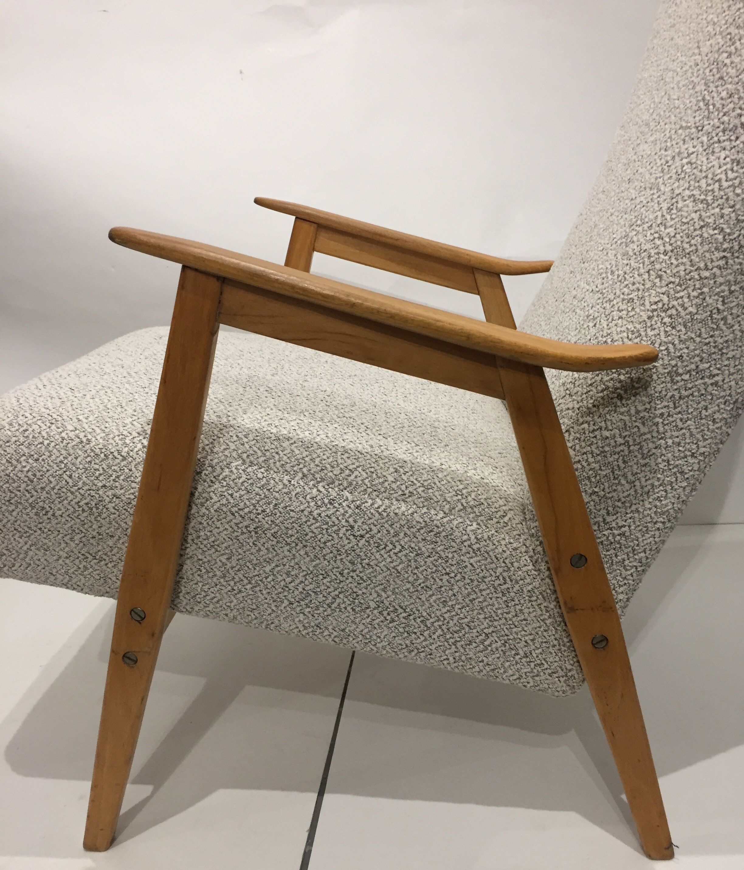 Pair of reupholstered 60s armchairs