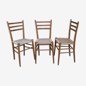 3 chaises scandinaves assises en corde