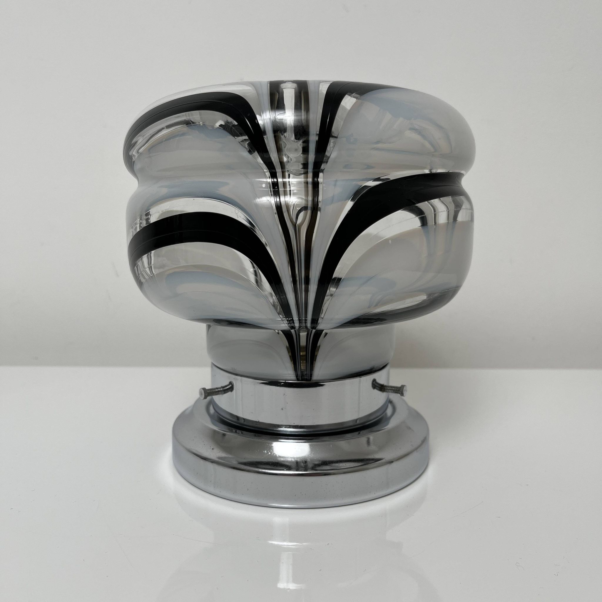 Side lamp Chromed metal and blown glass Murano Italy circa 1970