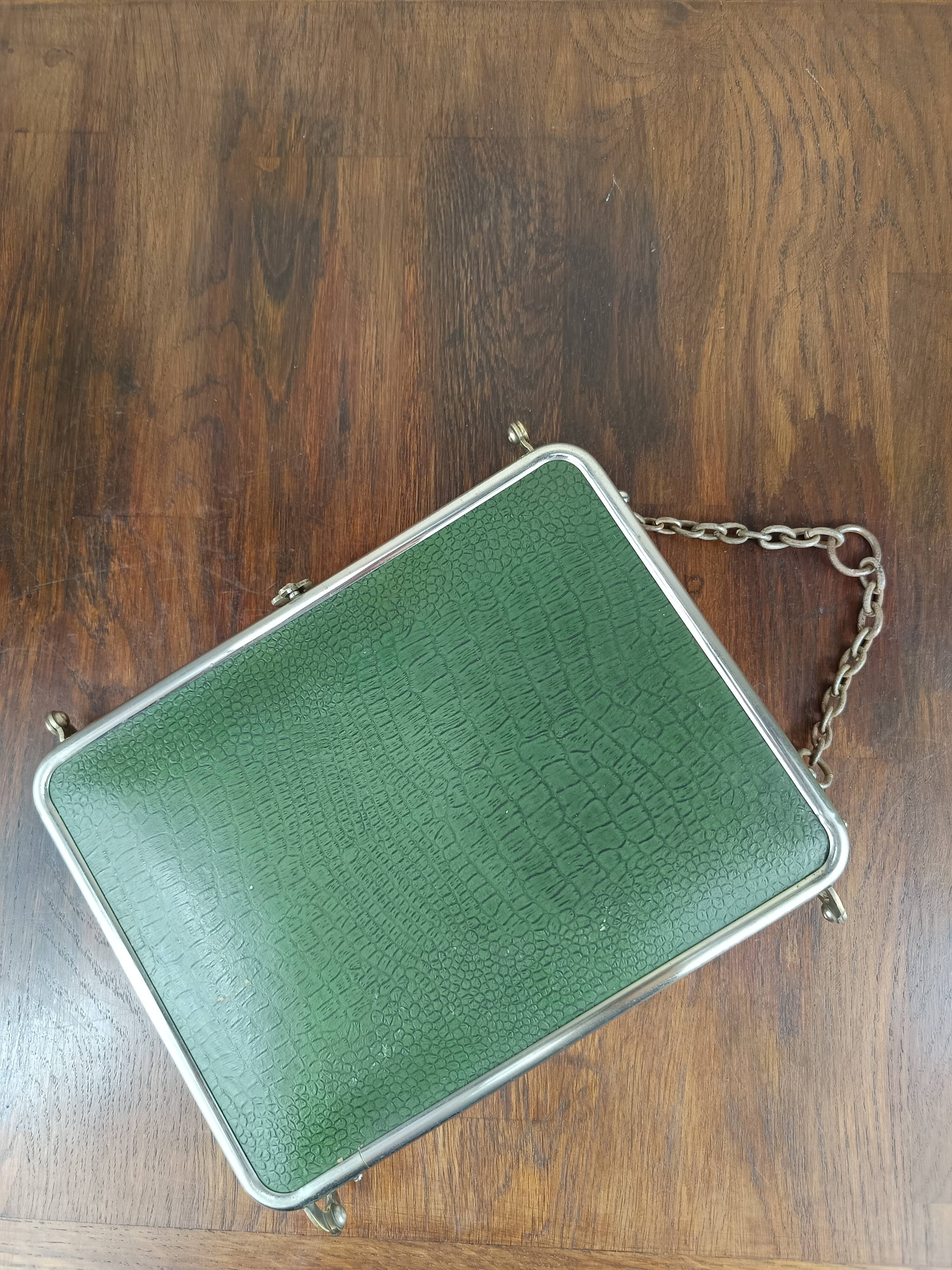 Miroir triptyque vert vintage