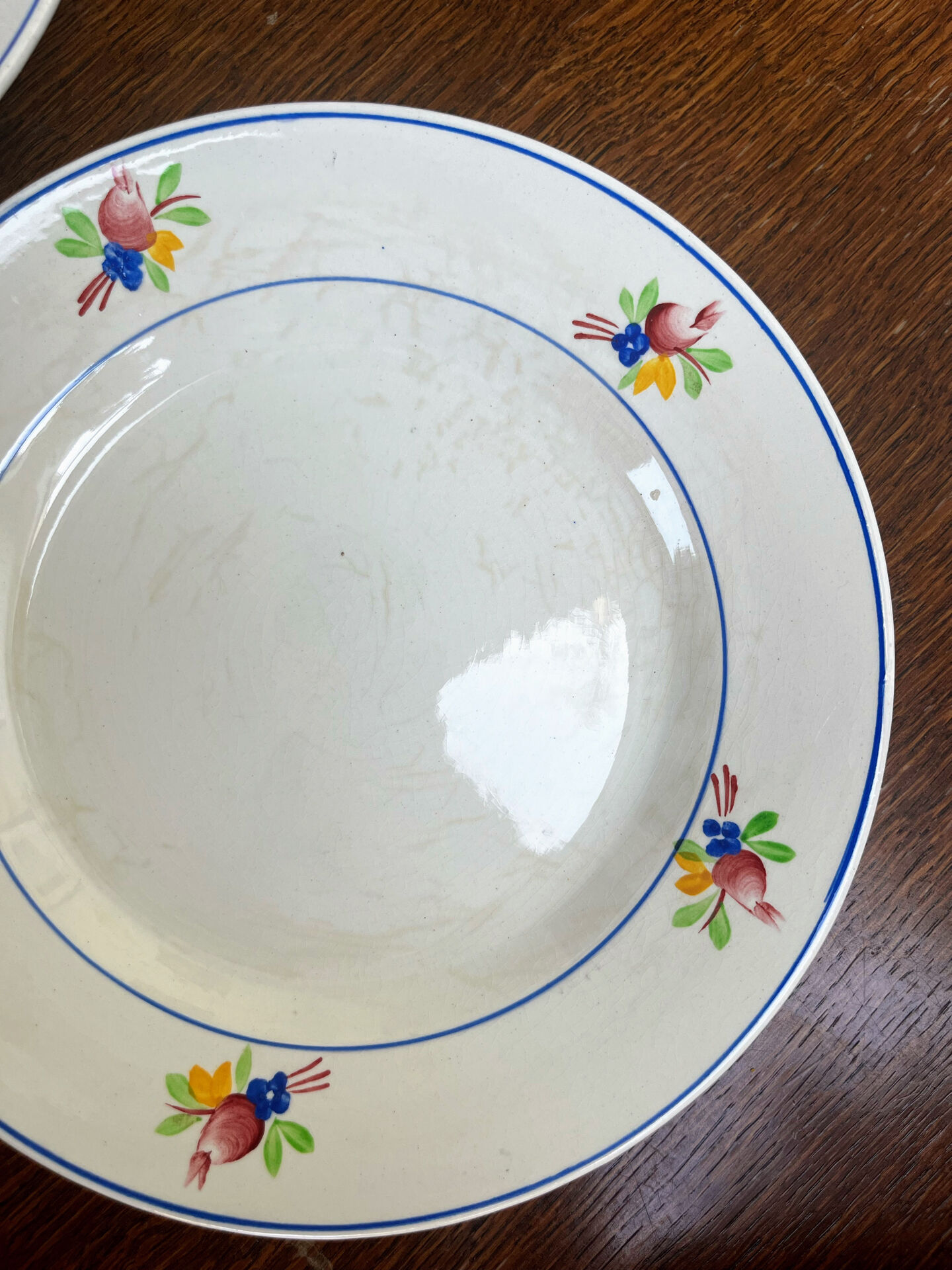 Lot de 9 assiettes plates anciennes Gien modèle Nice