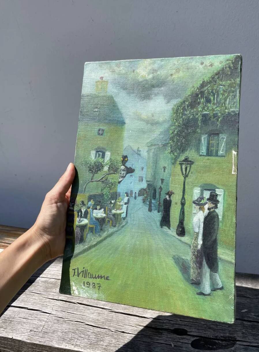 Peinture parisienne huile sur toile Montmartre / Tableau de Paris