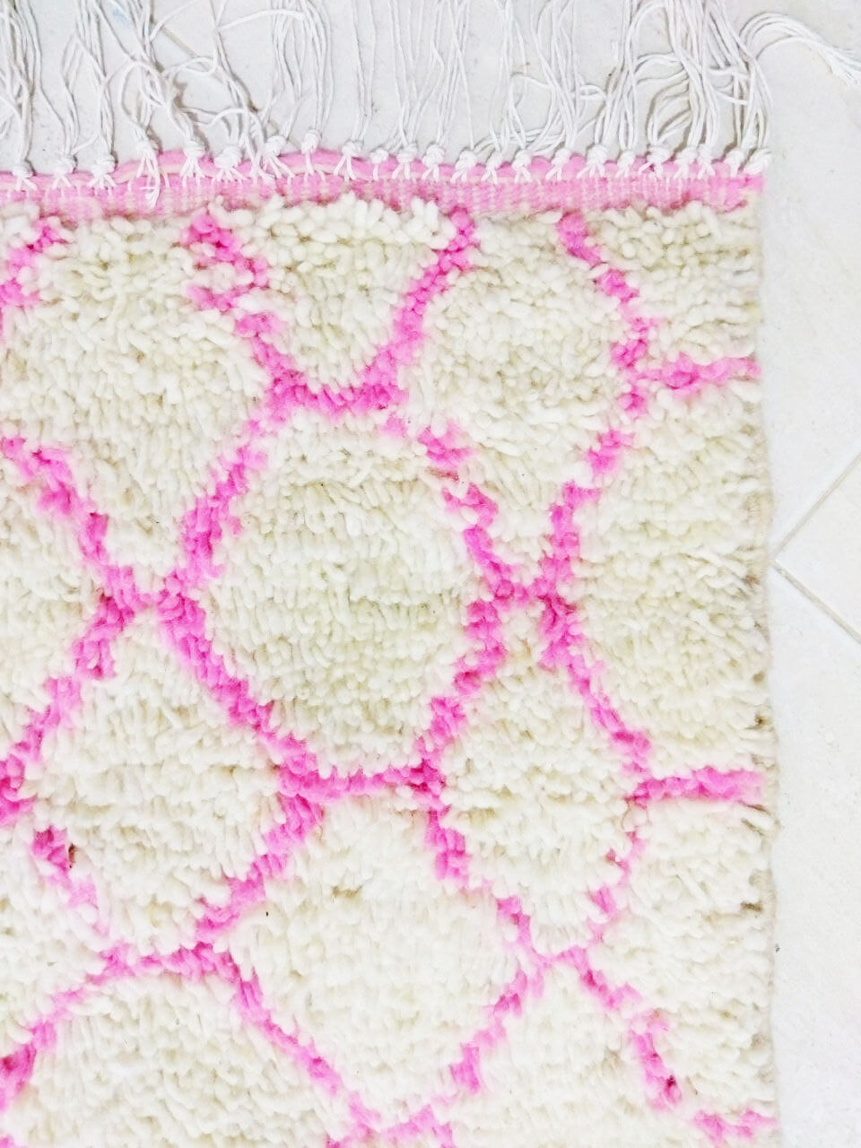 handmade neon pink Berber carpet 233 x 135 Cm