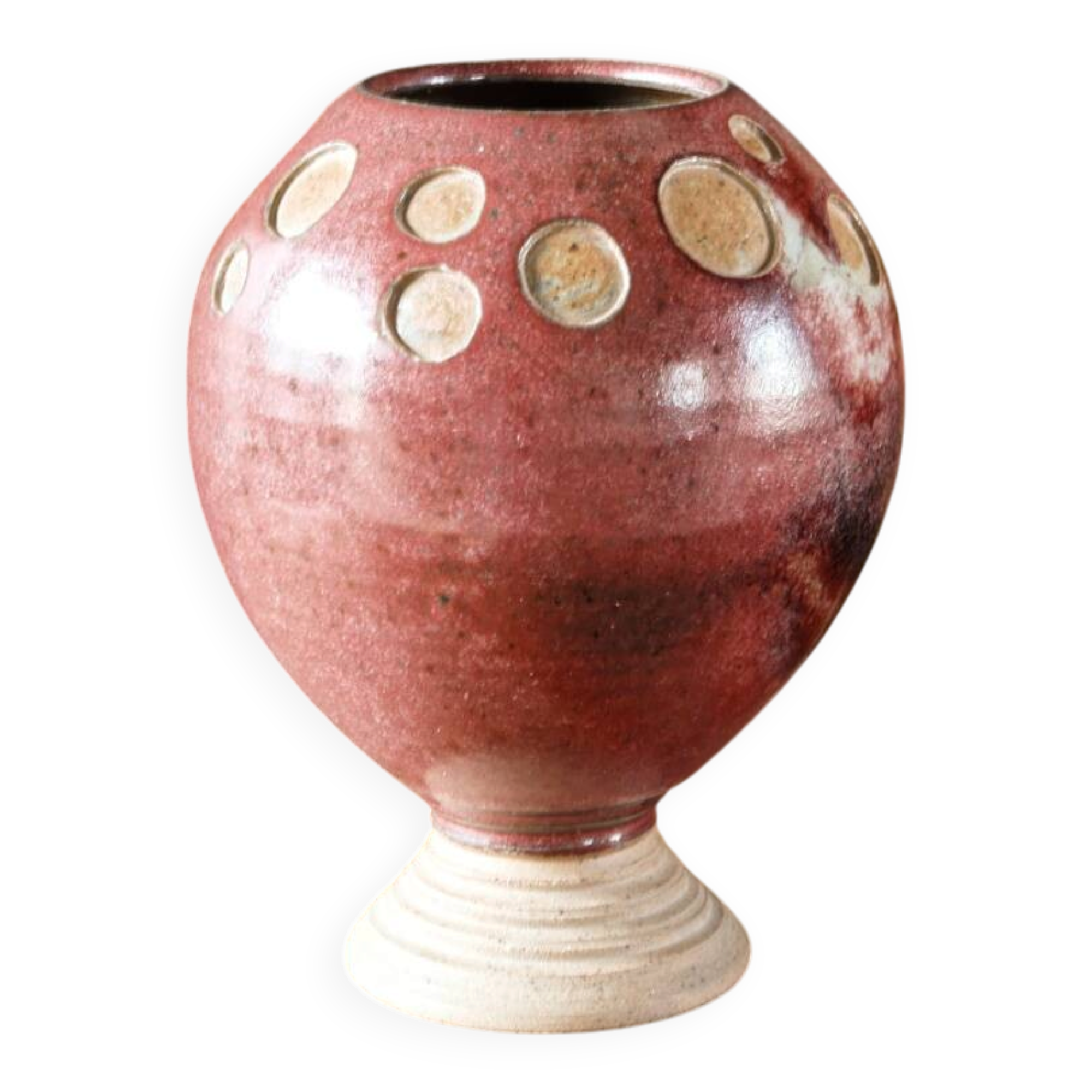 Scandinavian round vase in glazed stoneware