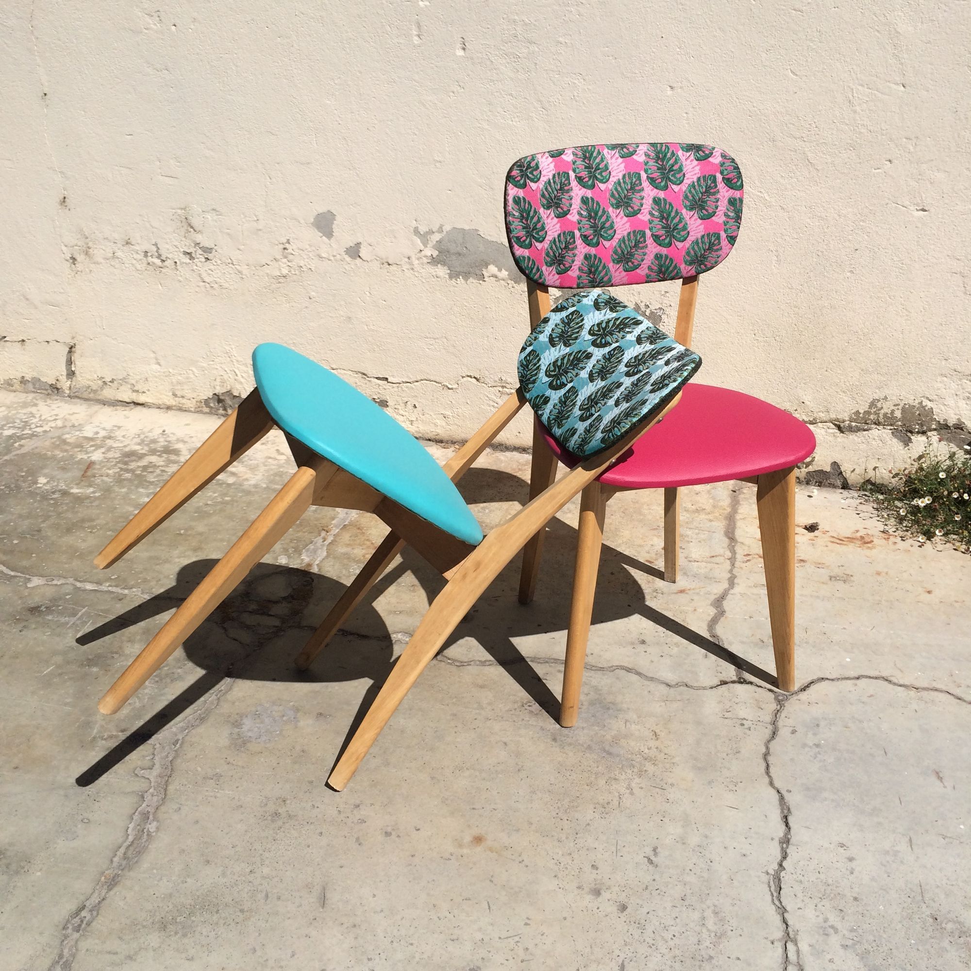 Pair of vintage chairs in solid beech