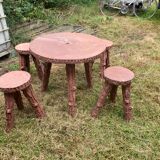 Garden furniture in 'rockery' cement