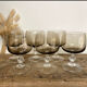 6 vintage smoked stemmed glasses