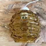 Old suspension ball glass blown orange luminaire 70s vintage