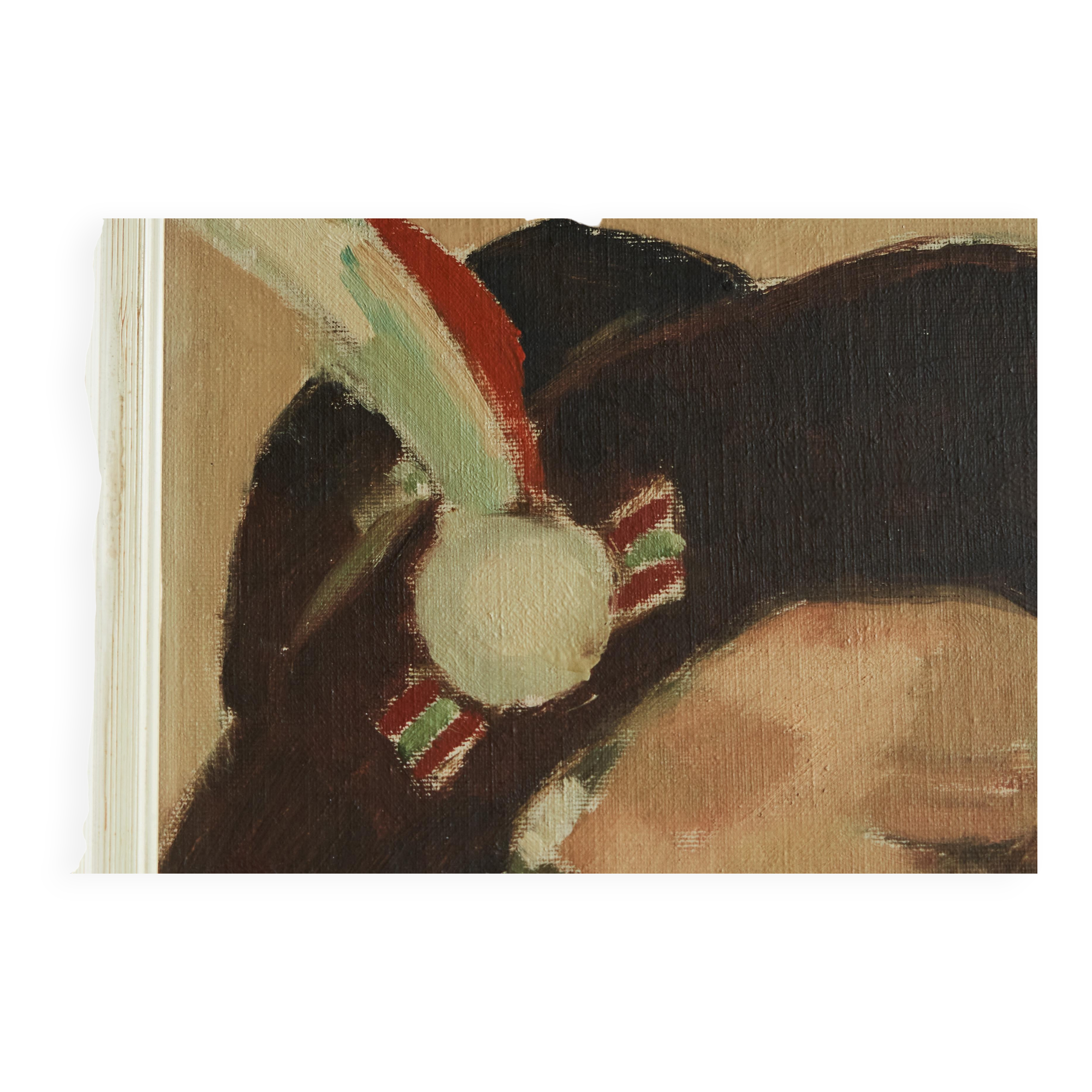 Remy de Pillecyn "Man with Hat", oil on canvas 1964