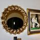 Vintage circular mirror in gold brass by christoph palma austria 1960