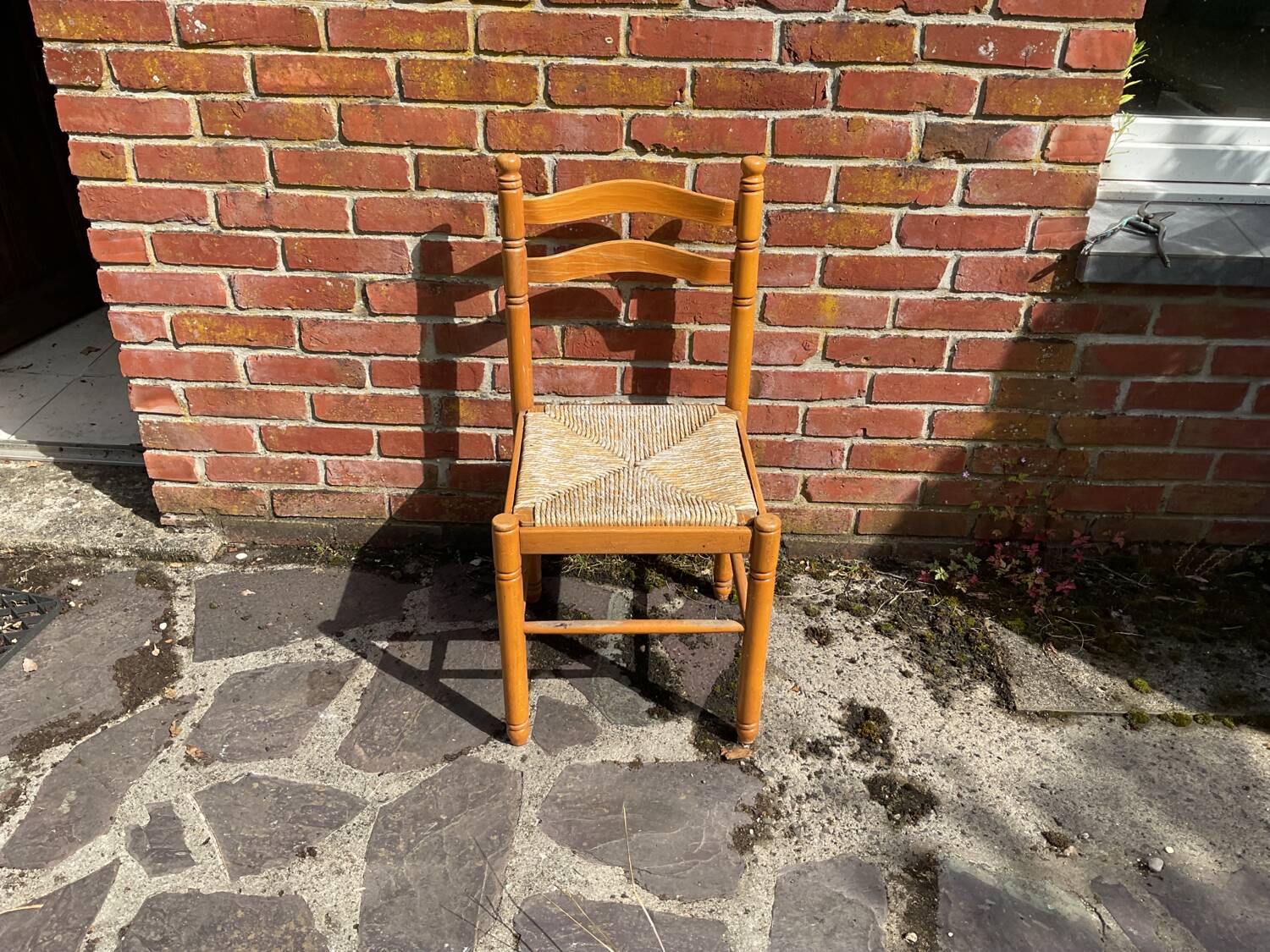 Vintage straw wood chair