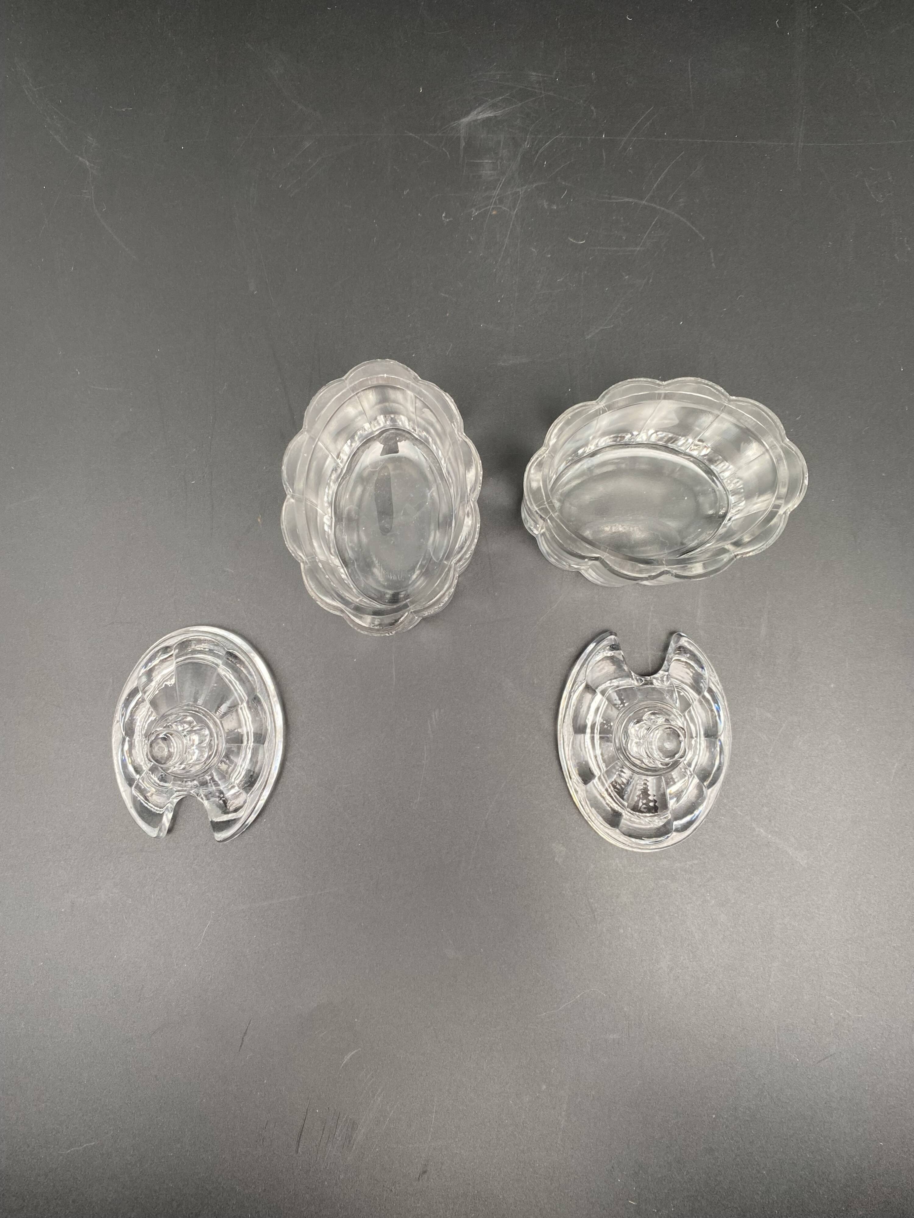 Duo salt shaker & pepper shaker in transparent worked glass