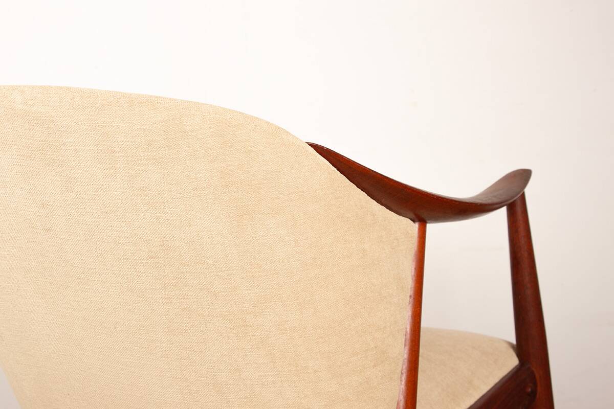 2 Scandinavian armchairs in teak and fabric, new Tyrol model, Gerhard Berg.